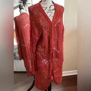 Umgee Orange Crochet Boho Cardigan